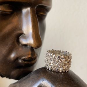 Multiple Rows Crystal Adjustable Ring silver 8